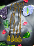 Kwan Yin Bodhisattva Pendant in Treated Citrine with Yellow & Black Beads Mala – 42g, 15-Inch Spiritual Wealth & Success Necklace | ONE PIECE ONLY