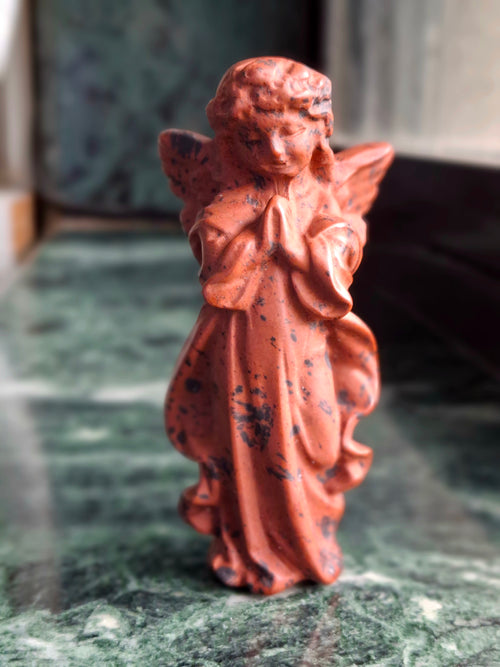 Mahogany Obsidian Winged Angel Carving – A Divine Blend of Protection & Elegance | Reiki/Chakra/Healing/Energy | Home Decor | Weight 115 gm