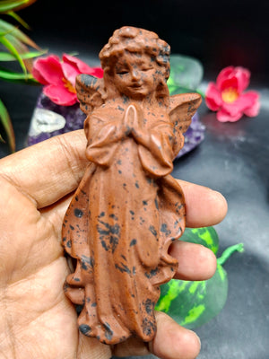 Mahogany Obsidian Winged Angel Carving – A Divine Blend of Protection & Elegance | Reiki/Chakra/Healing/Energy | Home Decor | Weight 115 gm