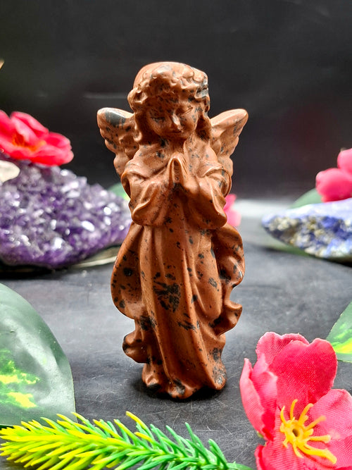 Mahogany Obsidian Winged Angel Carving – A Divine Blend of Protection & Elegance | Reiki/Chakra/Healing/Energy | Home Decor | Weight 115 gm