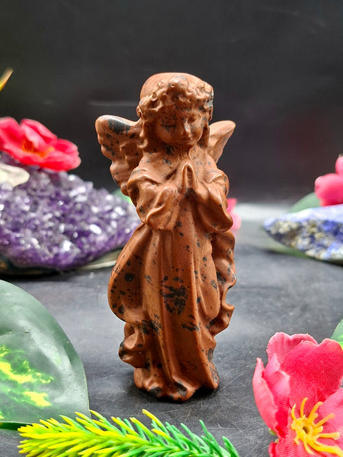 Mahogany Obsidian Winged Angel Carving – A Divine Blend of Protection & Elegance | Reiki/Chakra/Healing/Energy | Home Decor | Weight 115 gm