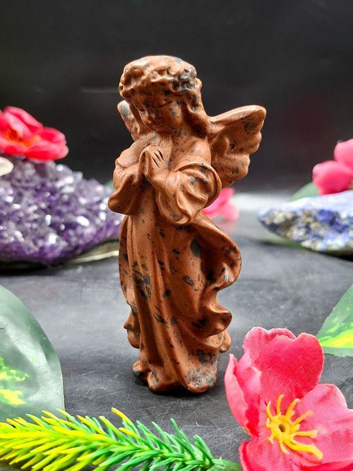 Mahogany Obsidian Winged Angel Carving – A Divine Blend of Protection & Elegance | Reiki/Chakra/Healing/Energy | Home Decor | Weight 115 gm