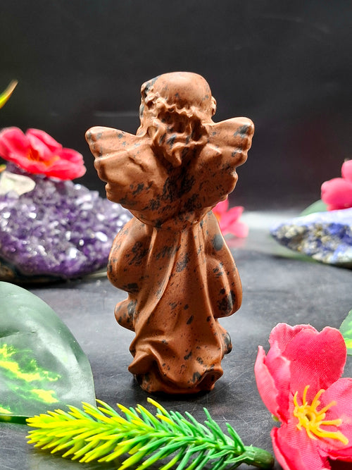 Mahogany Obsidian Winged Angel Carving – A Divine Blend of Protection & Elegance | Reiki/Chakra/Healing/Energy | Home Decor | Weight 115 gm