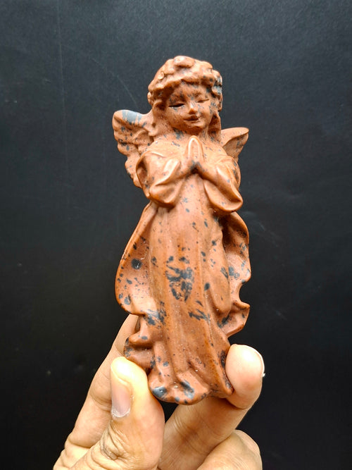 Mahogany Obsidian Winged Angel Carving – A Divine Blend of Protection & Elegance | Reiki/Chakra/Healing/Energy | Home Decor | Weight 115 gm