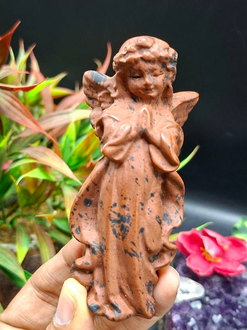 Mahogany Obsidian Winged Angel Carving – A Divine Blend of Protection & Elegance | Reiki/Chakra/Healing/Energy | Home Decor | Weight 115 gm