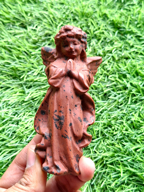 Mahogany Obsidian Winged Angel Carving – A Divine Blend of Protection & Elegance | Reiki/Chakra/Healing/Energy | Home Decor | Weight 115 gm