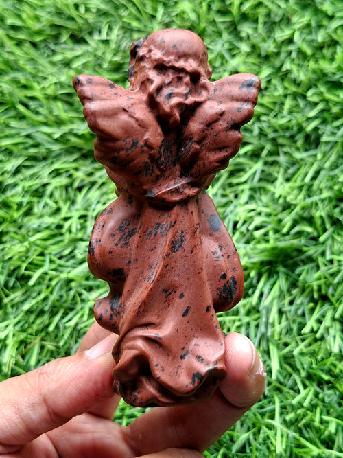 Mahogany Obsidian Winged Angel Carving – A Divine Blend of Protection & Elegance | Reiki/Chakra/Healing/Energy | Home Decor | Weight 115 gm