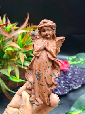 Mahogany Obsidian Winged Angel Carving – A Divine Blend of Protection & Elegance | Reiki/Chakra/Healing/Energy | Home Decor | Weight 115 gm