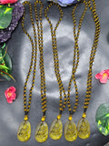 Guan Yin Bodhisattva Pendant in Treated Citrine with Yellow and Black Beads Mala – 44g, 15-Inch Elegant Spiritual Necklace for Meditation, Manifestation, Wealth & Protection | ONE PIECE ONLY