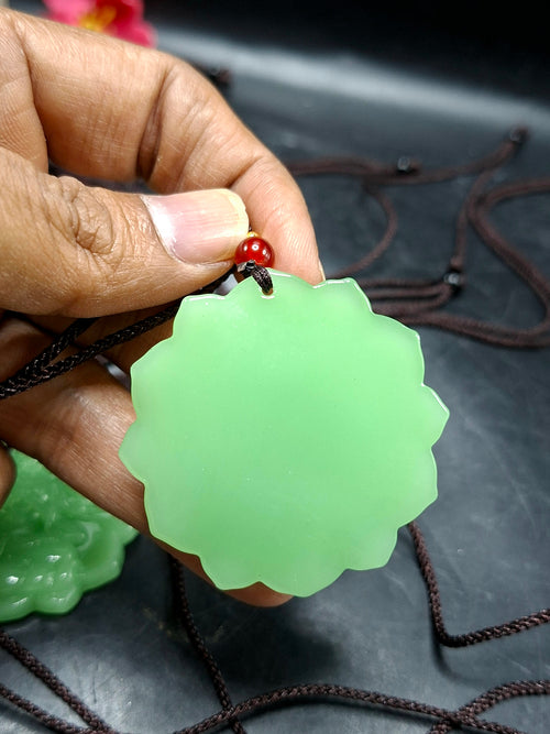 Jade Guan Yin Bodhisattva Pendant with Thread Mala – Spiritual Healing, Success & Chakra Balancing Stone | Gemstone Mala | Birthday Gift | ONE PIECE ONLY