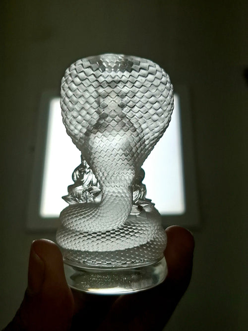 Lord Buddha Protected by Serpent Carving in Himalayan Quartz – A Symbol of Divine Protection, Serenity, and Enlightenment | Reiki/Chakra/Healing/Energy | Home Decor