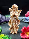 Red Network Jasper Winged Angel Carving – Hand-Carved Prayer Angel Figurine for Positivity, Protection, Home & Office Décor, 114 gms, 4 Inches