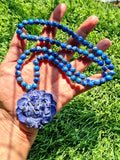 Lapis Lazuli 8mm Beaded Mala with Lord Ganesh Pendant – For Healing, Manifestation & Daily Protection | Gemstone Mala | Birthday Gift