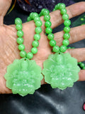 Green Aventurine 8 mm Beaded Mala with Exquisite Hand-Carved Guan Yin Bodhisattva Jade Pendant for Daily Wear, Elegant Style, Mental Peace, Healing Energy, and Meaningful Gifting | Gemstone Mala | Birthday Gift | ONE PIECE ONLY