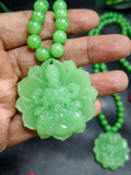 Green Aventurine 8 mm Beaded Mala with Exquisite Hand-Carved Guan Yin Bodhisattva Jade Pendant for Daily Wear, Elegant Style, Mental Peace, Healing Energy, and Meaningful Gifting | Gemstone Mala | Birthday Gift | ONE PIECE ONLY