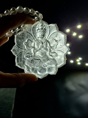 Clear Quartz 8mm Hand-Carved Mala with 3-Inch Kwan Yin Pendant – A Powerful Blend of Beauty, Calmness & Healing | Gemstone Mala | Birthday Gift