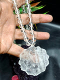 Clear Quartz 8 mm Beaded Mala with Lord Ganesh Carved Pendant – A Symbol of Clarity, Protection & Divine Blessings | Gemstone Mala | Birthday Gift