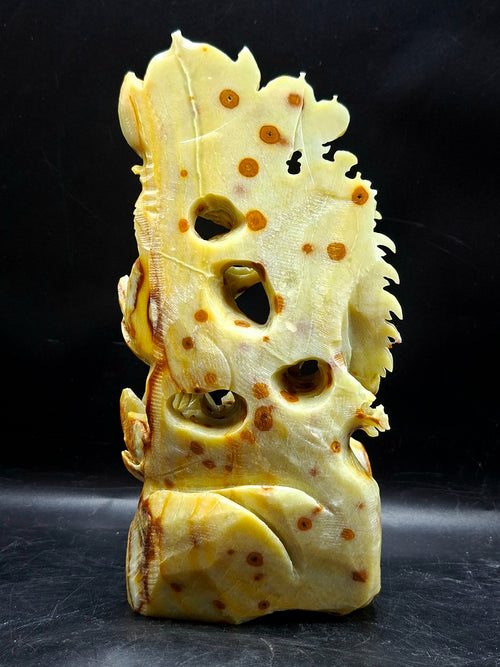 Chameleon Ocean Jasper Crystal Carving | Lotus Symbolism Statue for Balance & Abundance | Home Decor Gift | Weight 1220 gms