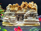 Yellow Jade Shoushan Style Landscape Carving – Mountain & Water Shanshui Feng Shui Masterpiece | Weight 5520 gms | Home Decor Gift