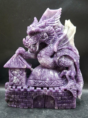 Handcrafted Lepidolite Dragon Carving – A Masterpiece of Power, Calm & Positive Energy | Reiki/Chakra/Healing/Energy | Home Decor
