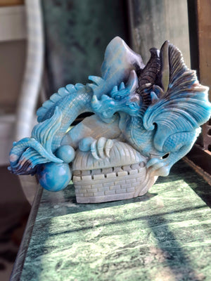 Hand-Carved Trolleite Dragon Sculpture for Protection, Stress Relief & Inner Wisdom | Weight 1470 gms | Reiki/Chakra/Healing/Energy | Home Decor Gift