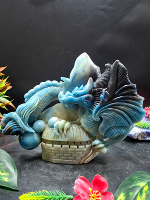 Hand-Carved Trolleite Dragon Sculpture for Protection, Stress Relief & Inner Wisdom | Weight 1470 gms | Reiki/Chakra/Healing/Energy | Home Decor Gift