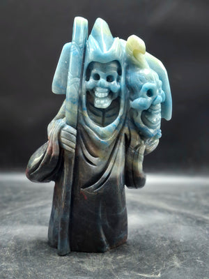 Trolleite Stone Grim Reaper Carving – Powerful Symbol of Transformation, Future Prediction & Spiritual Healing, Handcrafted Gemstone Art Piece