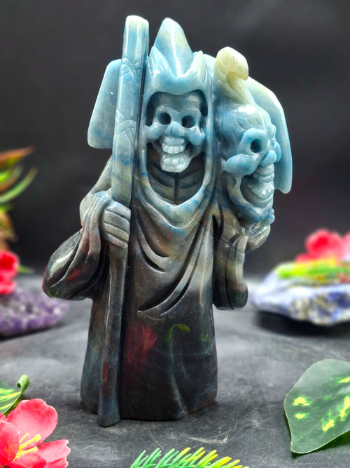 Trolleite Stone Grim Reaper Carving – Powerful Symbol of Transformation, Future Prediction & Spiritual Healing, Handcrafted Gemstone Art Piece
