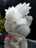 White Angelite Dragon Carving – Handcrafted Crystal Sculpture for Home Decor & Good Fortune | Reiki/Chakra/Healing/Energy | Gift