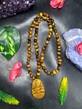 Tiger Eye Manjushri Chinese Goddess Pendant with 8 mm Tiger Eye Faceted Bead Mala for Divine Energy & Spiritual Growth | Birthday Gift | Weight 81 gms
