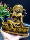 Goddess Lakshmi Carving in Tiger Eye Gemstone: A Symbol of Prosperity, Positivity, and Divine Energy | Divine Prosperity | Crystal carvings for home decor - Shwasam