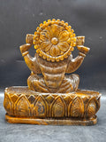 Goddess Lakshmi Carving in Tiger Eye Gemstone: A Symbol of Prosperity, Positivity, and Divine Energy | Divine Prosperity | Crystal carvings for home decor - Shwasam
