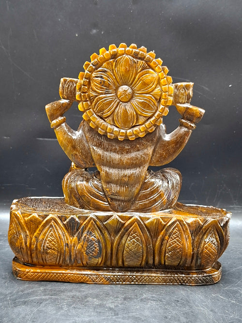 Goddess Lakshmi Carving in Tiger Eye Gemstone: A Symbol of Prosperity, Positivity, and Divine Energy | Divine Prosperity | Crystal carvings for home decor - Shwasam