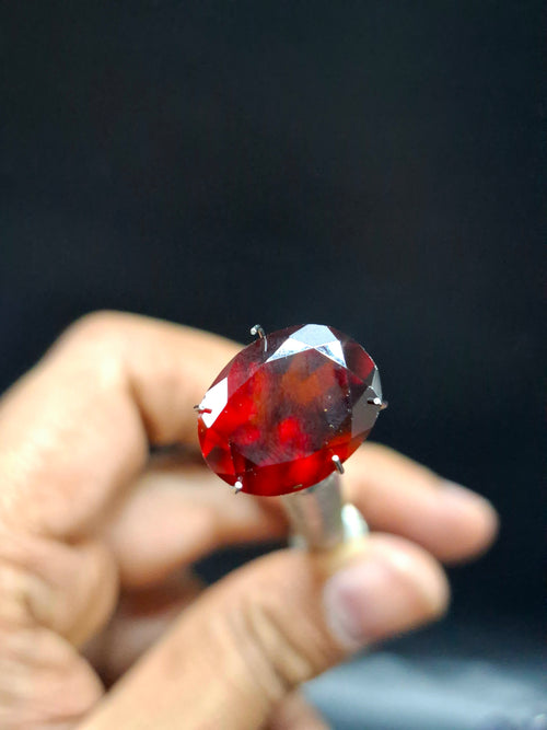 Elegant Red Garnet Faceted Stone in Oval Shape – Boost Confidence & Style | Loose Gemstone - Shwasam