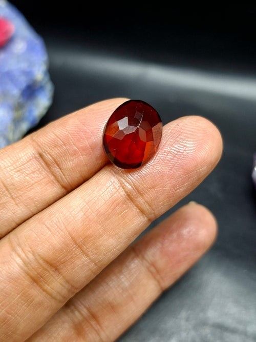 Elegant Red Garnet Faceted Stone in Oval Shape – Boost Confidence & Style | Loose Gemstone - Shwasam