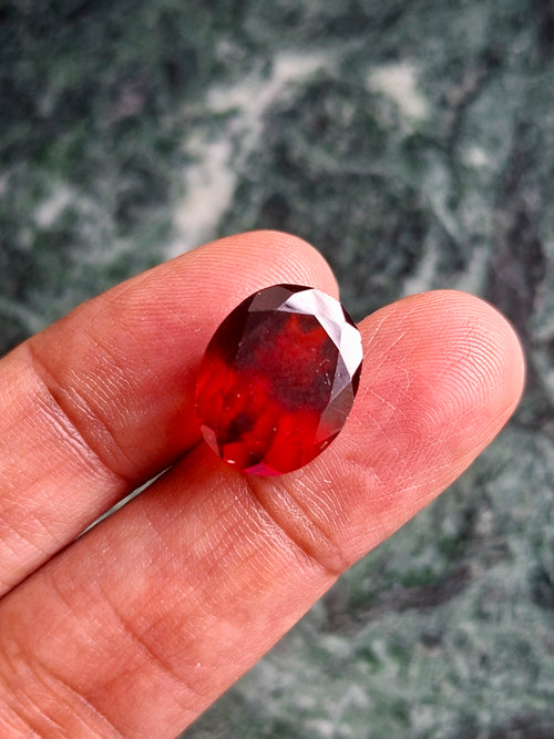 Elegant Red Garnet Faceted Stone in Oval Shape – Boost Confidence & Style | Loose Gemstone - Shwasam