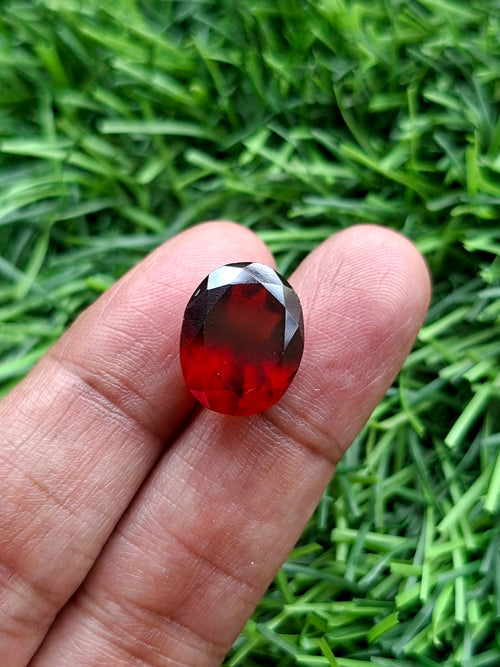 Elegant Red Garnet Faceted Stone in Oval Shape – Boost Confidence & Style | Loose Gemstone - Shwasam