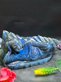 Labradorite Parinirvana Buddha Carving with Blue Flash – Spiritual Home Decor & Healing Stone - Shwasam