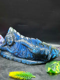 Labradorite Parinirvana Buddha Carving with Blue Flash – Spiritual Home Decor & Healing Stone - Shwasam