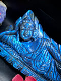 Labradorite Parinirvana Buddha Carving with Blue Flash – Spiritual Home Decor & Healing Stone - Shwasam