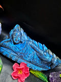 Labradorite Parinirvana Buddha Carving with Blue Flash – Spiritual Home Decor & Healing Stone - Shwasam