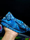 Labradorite Parinirvana Buddha Carving with Blue Flash – Spiritual Home Decor & Healing Stone - Shwasam