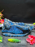 Labradorite Parinirvana Buddha Carving with Blue Flash – Spiritual Home Decor & Healing Stone - Shwasam