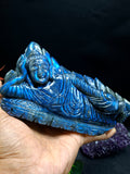 Labradorite Parinirvana Buddha Carving with Blue Flash – Spiritual Home Decor & Healing Stone - Shwasam
