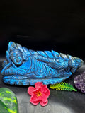 Labradorite Parinirvana Buddha Carving with Blue Flash – Spiritual Home Decor & Healing Stone - Shwasam