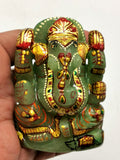 Ganesha Statue in Natural Green Aventurine Painted - A Resplendent Symbol of Prosperity and Divine Blessings | Gemstone Idol | Crystal Deity | Home Decor |