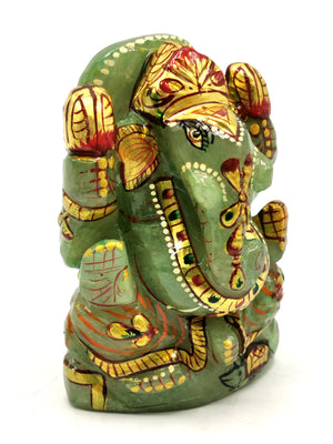 Ganesha Statue in Natural Green Aventurine Painted - A Resplendent Symbol of Prosperity and Divine Blessings | Gemstone Idol | Crystal Deity | Home Decor |