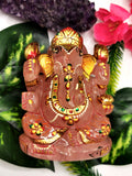 Ganesha Statue in Natural Rose Quartz Painted - A Symbol of Divine Beauty and Wisdom | Ganapati idol | Home Decor | Ganesh Murti | gift a ganesha