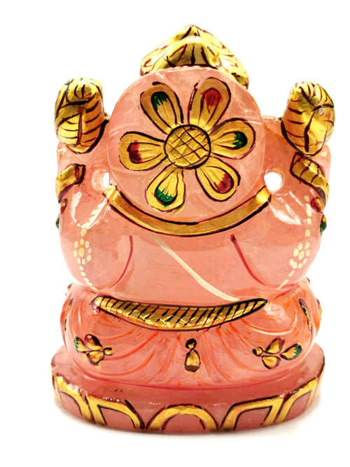 Ganesha Statue in Natural Rose Quartz Painted - A Symbol of Divine Beauty and Wisdom | Ganapati idol | Home Decor | Ganesh Murti | gift a ganesha