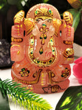 Ganesha Statue in Natural Rose Quartz Painted - A Divine Expression of Love and Wisdom | Ganapati idol | Home Decor | Ganesh Murti | gift a ganesha